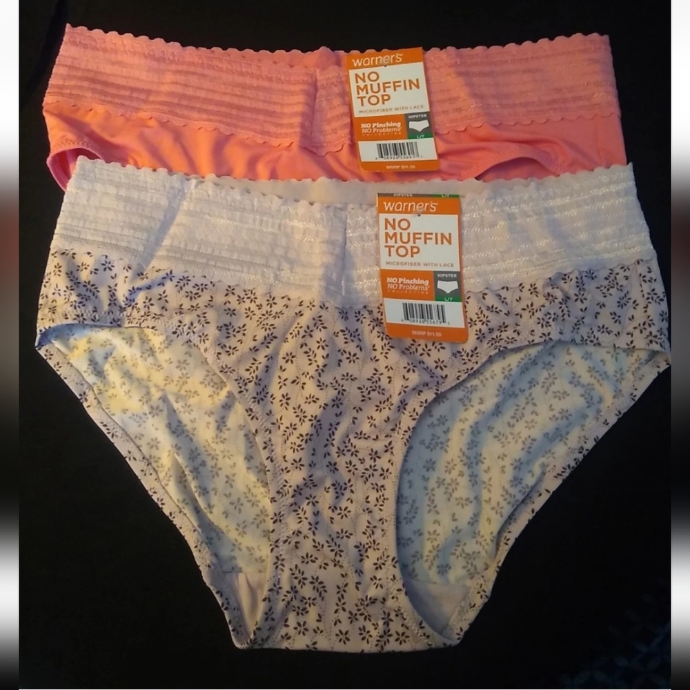 Warners Hipster Underwear No Pinching No Problems Lace 2 Pair Size L7